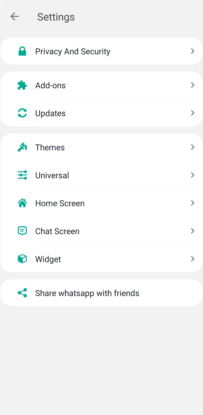 GBWhatsApp Settings Menu